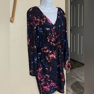 Guess Multicolor Floral Long Sleeve Dress